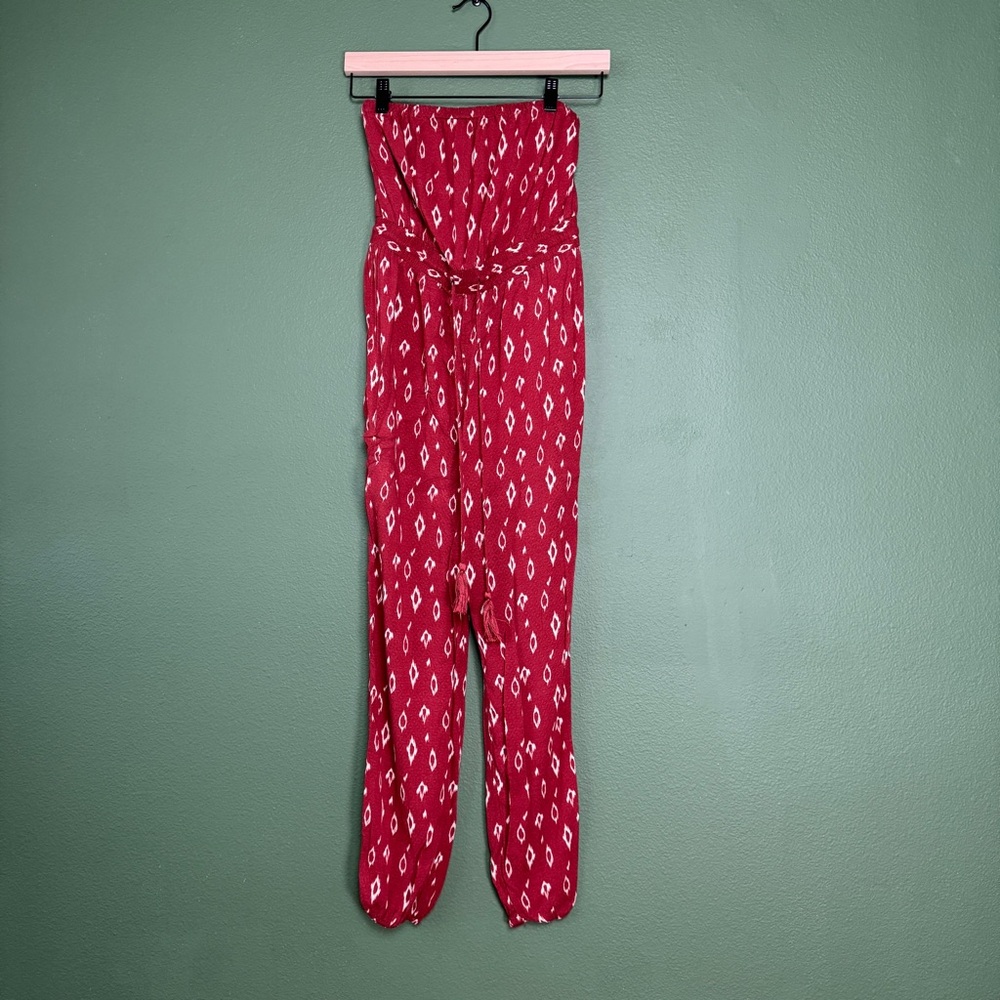 Out From Under Red Aztec Pattern Strapless Jumpsu… - image 1